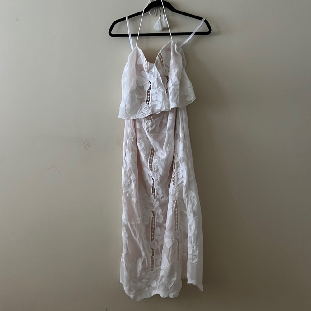 PPS COUTURE, Blush Pink & White Halter Dress